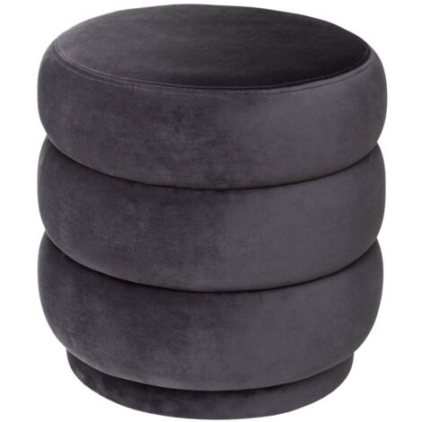 Atmosphera – Pouf en velours gris 40x40cm – Rembourrage en mousse PU – Tissu polyester doux – Design vintage pour salon ou chambre