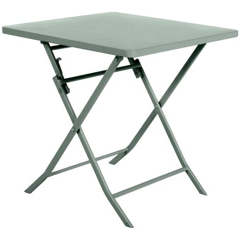 Hesperide – Table carrée pliante 70x70cm vert olive – Acier traité époxy – 2 places – Design compact pour balcon ou jardin
