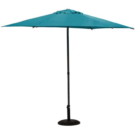 Hesperide – Parasol droit rond 270cm bleu canard – Acier traité époxy – Système Push Up et inclinaison – Protection UV UPF 50 (1/6)