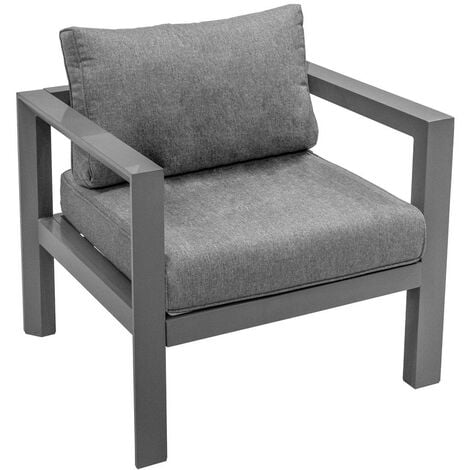 Fauteuil fil de jardin en métal et résine tressée rio (lot de 2) (gris et  amande)