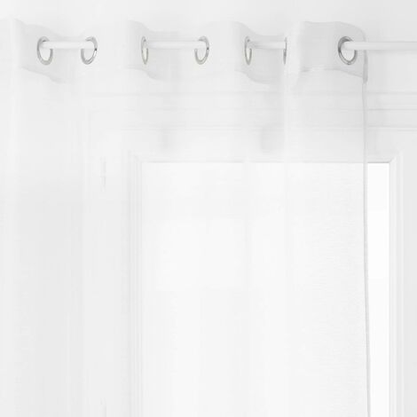 Atmosphera – Voilage fin uni blanc 135x240 cm – 100% polyester léger – 8 œillets argent – Prêt-à-poser pour salons et chambres