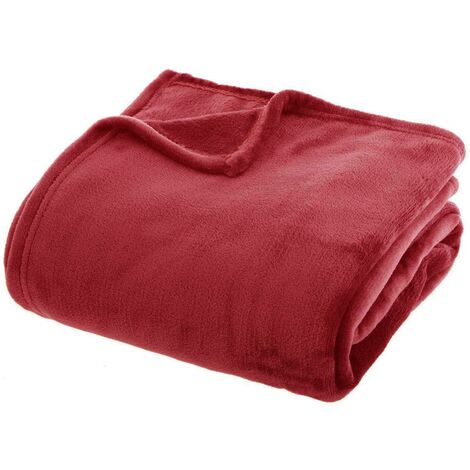 Plaid flanelle uni rouge 180x230 Atmosphera