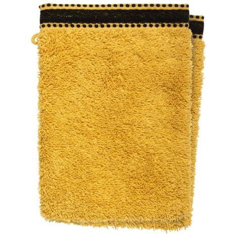 Lot de 2 Gants de toilette en Coton Jaune Ocre tissu éponge 15 x 21 cm - Atmosphera (1/5)