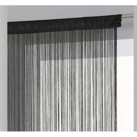 Atmosphera – Rideau fil noir 90 x 200 cm – 100% polyester – Densité 500 fils/m² – Opacité 25% – Finition passe-tringle pour installation facile