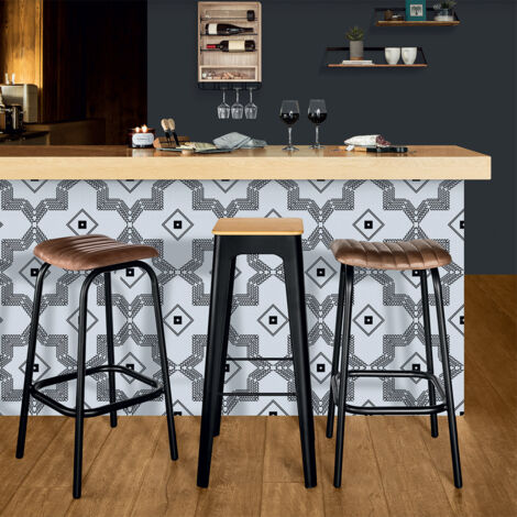 Tabouret de bar Loga noir métal et bois noir - Atmosphera créateur d'intérieur