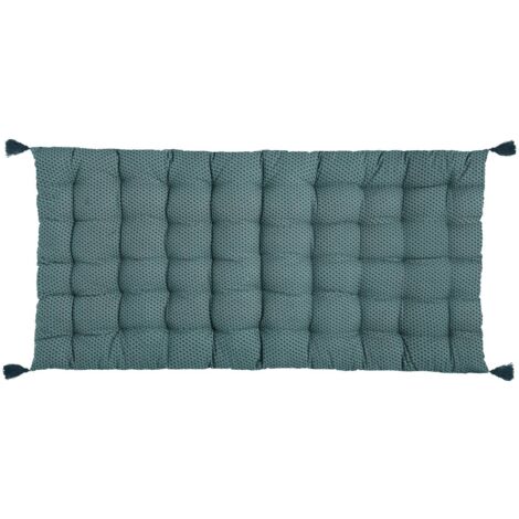 Atmosphera – Matelas de sol bleu canard 120x60cm – Housse 100% coton – Garnissage 100% polyester – 4 pompons décoratifs