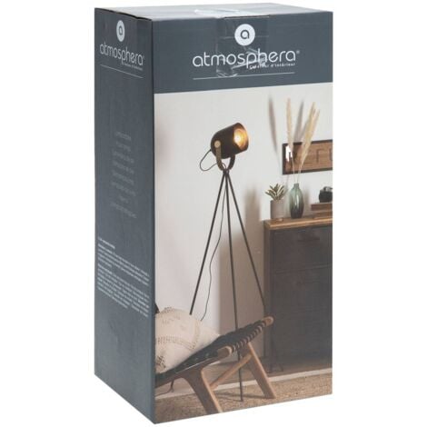 Lampadaire trépied Bil métal noir H136cm - Atmosphera créateur d'intérieur