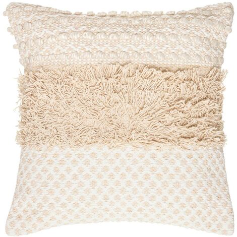 Lot de 6 Coussins de sol en coton Ivoire, 40 x 40 x H8 cm