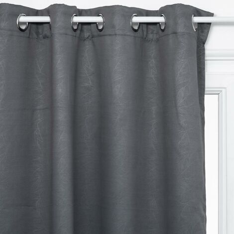 Rideau occultant Feuilles gris ardoise 140x260cm - Atmosphera créateur d'intérieur