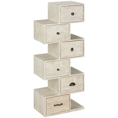 Atmosphera – Chiffonnier en bois de manguier 6 tiroirs – Dimensions 50x30x121 cm – Design déstructuré pour décoration intérieure