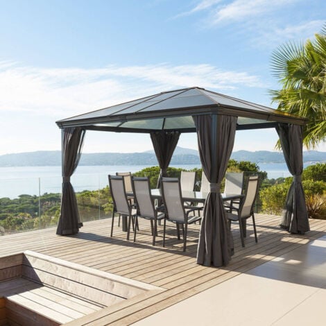 Pergola Belize graphite 3,6x3m en aluminium - Hespéride