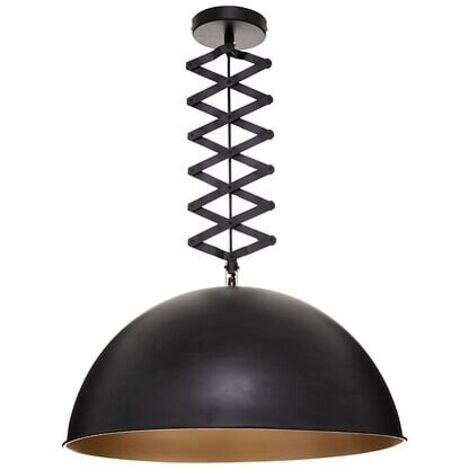 Atmosphera – Suspension métal Lahti D51 noir – Abat-jour fer D. 51cm – Hauteur ajustable 30cm – Douille E27 pour ampoule 25W (1/10)