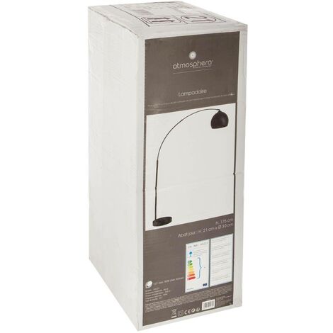 Lampadaire arc Hyto marbre et métal noir H177cm - Atmosphera créateur d'intérieur