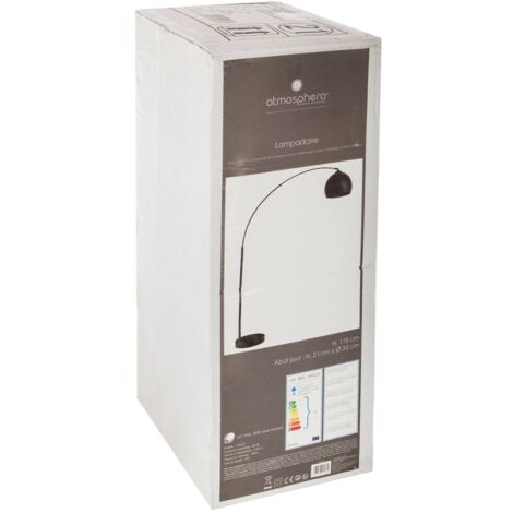 Lampadaire arc Hyto marbre et métal noir H177cm - Atmosphera créateur d'intérieur
