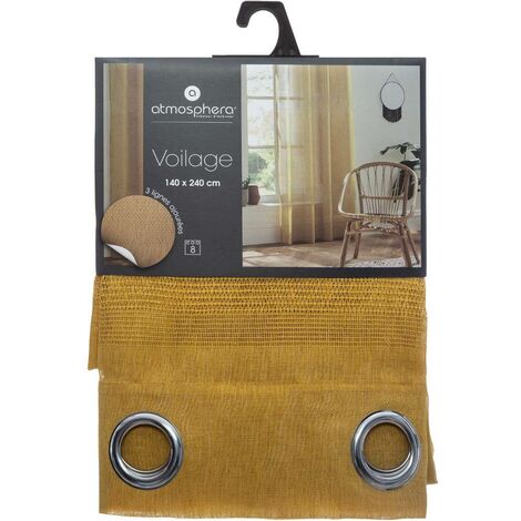 Voilage jaune moutarde 140x240cm - Atmosphera créateur d'intérieur