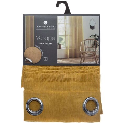 Voilage jaune moutarde 140x240cm - Atmosphera créateur d'intérieur