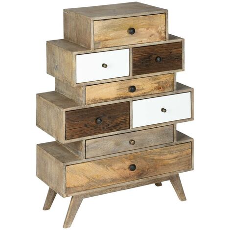 Atmosphera – Commode en bois de manguier 8 tiroirs – Dimensions 76,5 x 35 x 107 cm – Rangement esthétique pour chambre et salon (1/5)