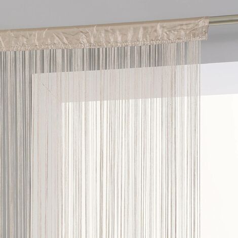 Atmosphera – Rideau fil beige 90 x 200 cm en polyester – Finition ourlet passe-tringle – Laisse passer la lumière tout en préservant l'intimité - LIN 90 X