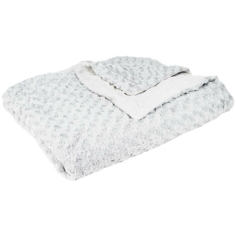 Plaid Gris clair Fourrure Bouclée 180 x 230 cm - Atmosphera