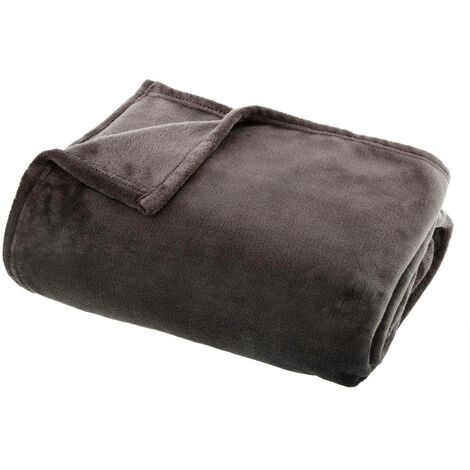 Plaid Flanelle Gris foncé 125 x 150 cm - Atmosphera