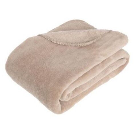 Atmosphera – Plaid beige clair 230x180 cm en polyester microfibre – Texture douce et agréable – Lavable en machine à 30°C (1/7)