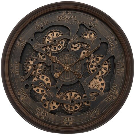 Atmosphera – Horloge murale D76 mécanique à rouages – Cadran en verre – Cadre en polypropylène – Dimensions D. 76 x P. 10 cm – Mécanisme silencieux