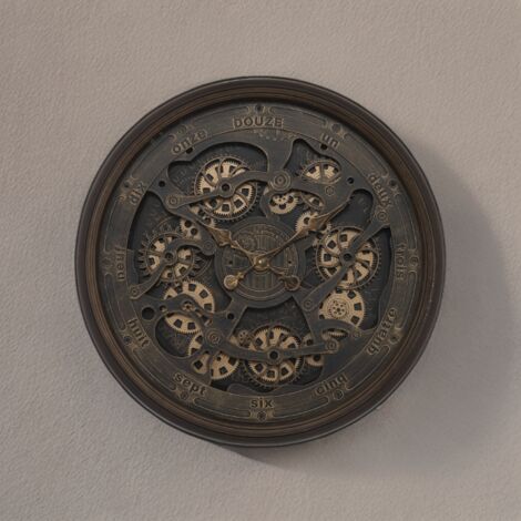 Atmosphera Horloge Mécanique Murale En Bois Diamètre 80cm - Design Élégant Noir