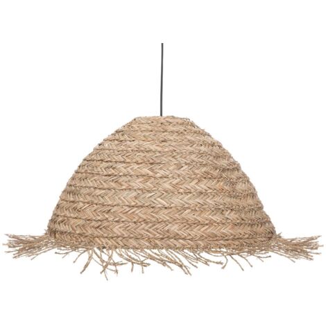 Atmosphera – Suspension en roseau naturel D 56 cm – Abat-jour circulaire frangé – Compatible douille E27 – Hauteur 30 cm pour ambiance chaleureuse (1/5)