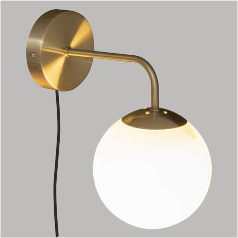 Lampe Boule Dris Atmosphera - Verre Sablé Et Métal Laiton, Lampe De Table Élégante H16cm, Style Glamour Moderne