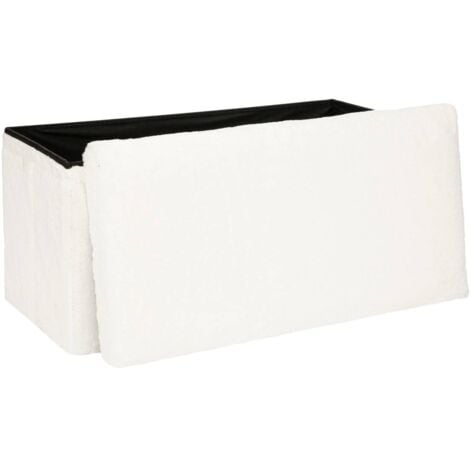 Pouf pliant double Ezzio fourrure blanche - Atmosphera créateur d'intérieur