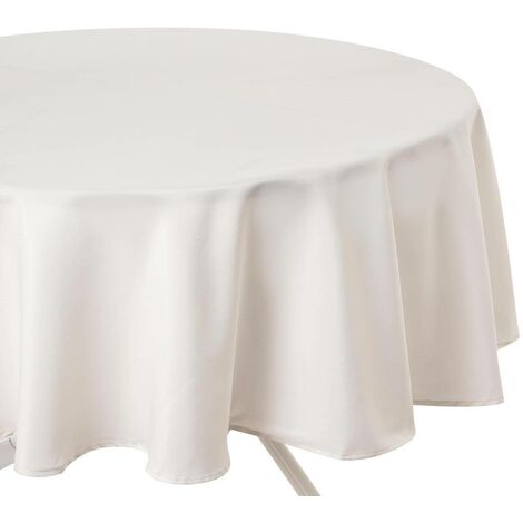 Atmosphera – Nappe ronde anti-tache 180 cm en polyester blanc ivoire – Surface résistante aux taches – Entretien facile