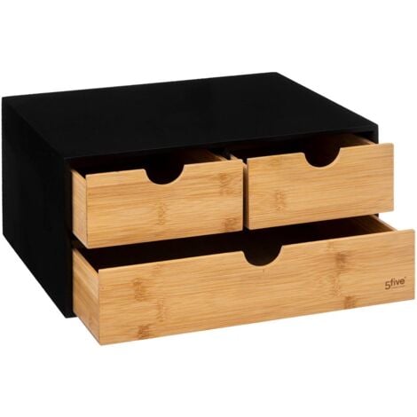 Tour de rangement bureau 3 tiroirs bambou bava noir - 5five