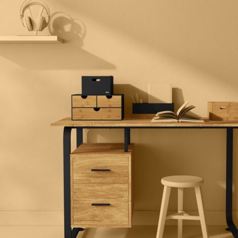 Tour de rangement bureau 3 tiroirs bambou bava noir - 5five
