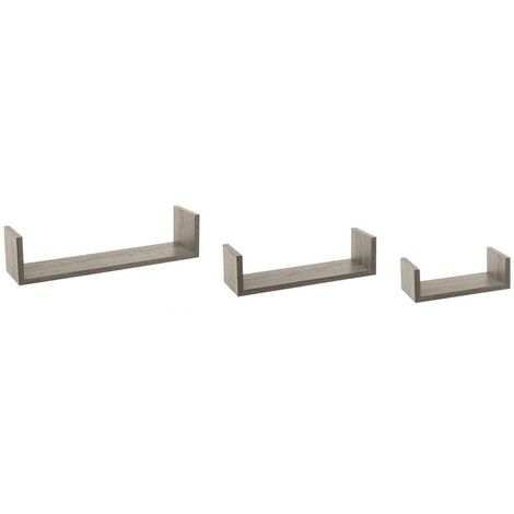 5Five Simply Smart – Lot de 3 étagères murales flottantes chêne gris – Fixations invisibles pour installation rapide – Dimensions : 42/32/22 cm (1/5)