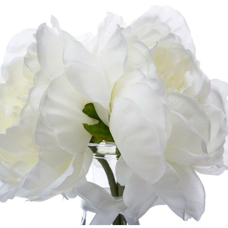 Composition de 3 pivoines articielles vase verre H35cm - Atmosphera créateur d'intérieur