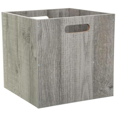 5Five Simply Smart – Boîte de rangement modulable 31x31 cm en MDF effet chêne gris – Finition naturelle – Pour jouets, livres et textiles – Prête à l'emploi
