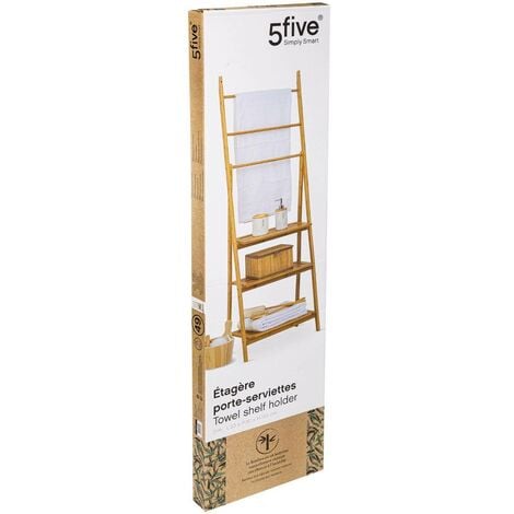 Étagère porte-serviette 3 niveaux bambou - 5five