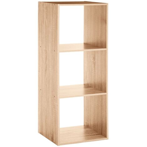 Five – Étagère en bois naturel pour 3 boîtes de rangement – Dimensions 100,5x34,4x32cm – Panneaux de particules – Montage facile sans outil