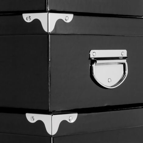 Lot De 3 Boîtes De Rangement Pliables Ideen Mit Herz - 16L Avec Couvercle, Carton Et Métal Noir