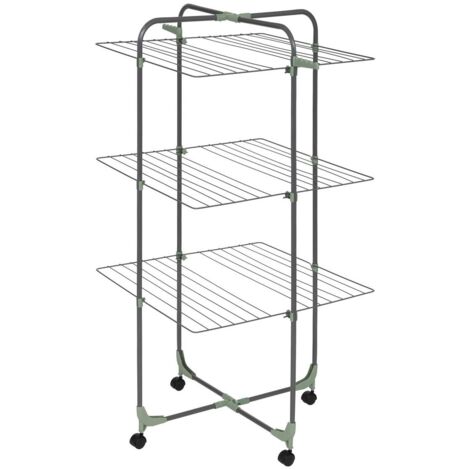 5Five Simply Smart – Étendoir à linge noir 30 m – Structure en acier robuste – 4 roues pour déplacement facile – Dimensions déplié 130 x 68 x 68 cm - 5-five-simply-smart (1/5)