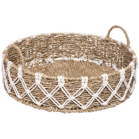 Plateau en Macramé Coton et Roseau naturel D 38.5 cm - Atmosphera (1/3)