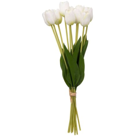 Bouquet artificiel de 10 Tulipes Blanches H 48 cm - Atmosphera (1/3)