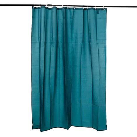 Rideau de douche en polyester Bleu Pétrole 180x200 cm