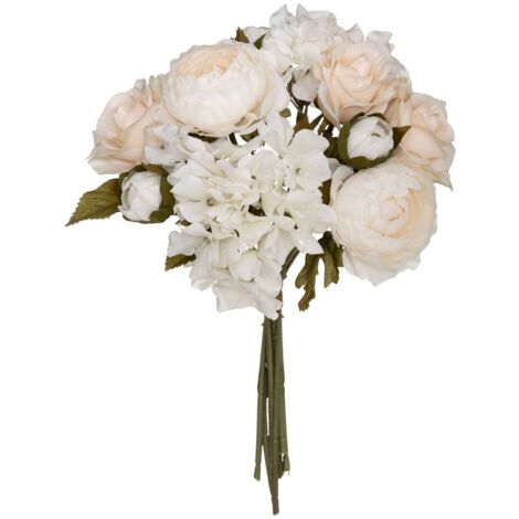 Bouquet mixte artificiel Rozen blanc H28cm Atmosphera cr ateur d