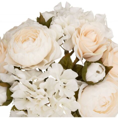 Bouquet mixte artificiel Rozen blanc H28cm Atmosphera cr ateur d