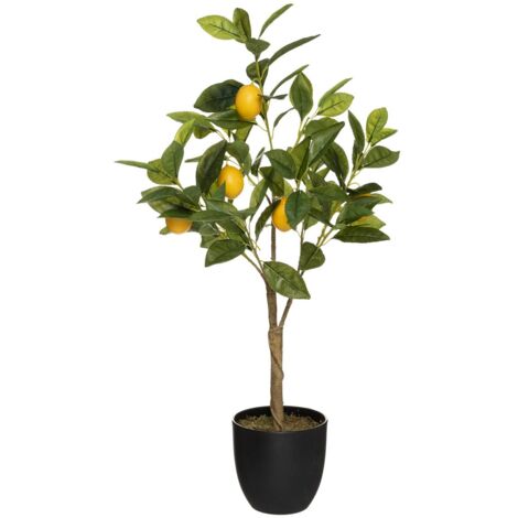 Atmosphera – Plante verte artificielle citronnier en pot 73 cm – Aspect réaliste avec feuilles en EVA – Pot en polyéthylène et ciment – Pour intérieur et balcon (1/3)