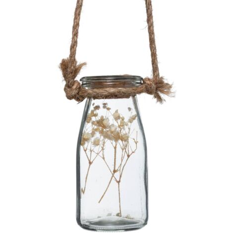 Suspension de 4 fleurs sechées pot verre H45cm - Atmosphera créateur d'intérieur