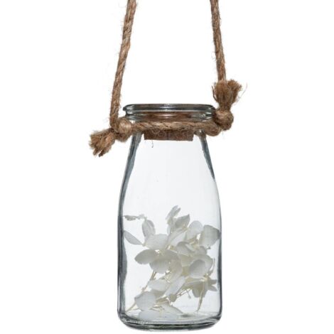 Suspension de 4 fleurs sechées pot verre H45cm - Atmosphera créateur d'intérieur