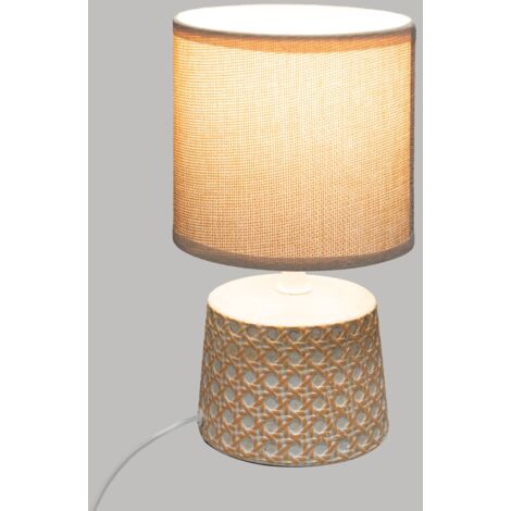 Lampe à poser Pied en céramique style Cannage H 23 cm - Atmosphera (1/5)