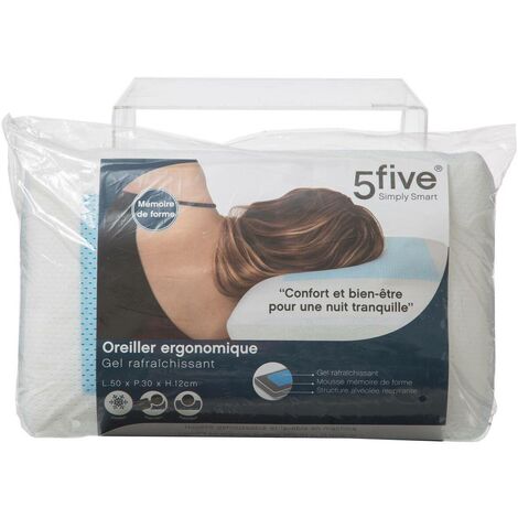 Oreiller mémoire de forme gel 50x30cm - 5five